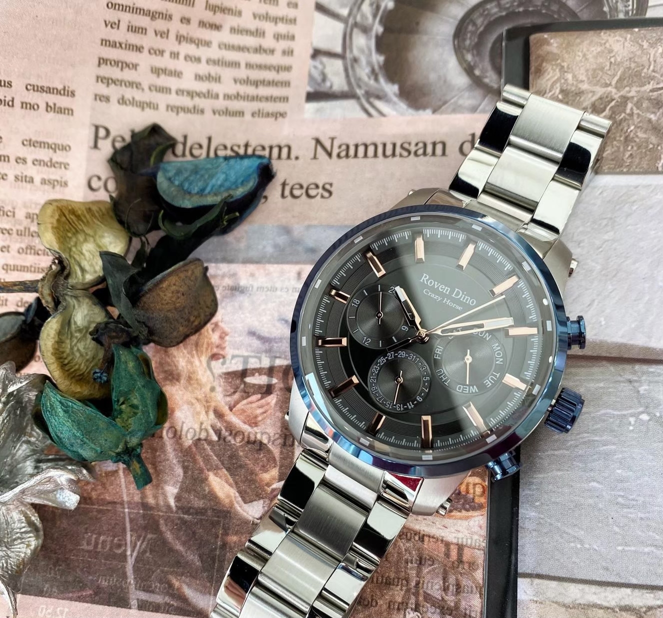 【Roven Dino羅梵迪諾】金牌特務三眼時尚腕錶 RD6090S 45mm  現代鐘錶