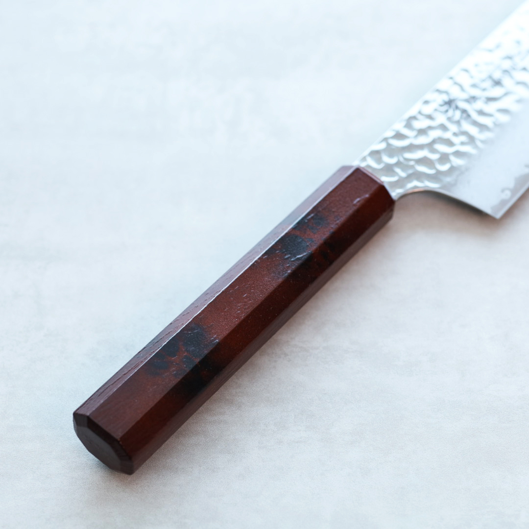 堺孝行 和劍型牛刀 190mm VG10鋼 溜龜甲七彩柄 33層鎚目大馬士革