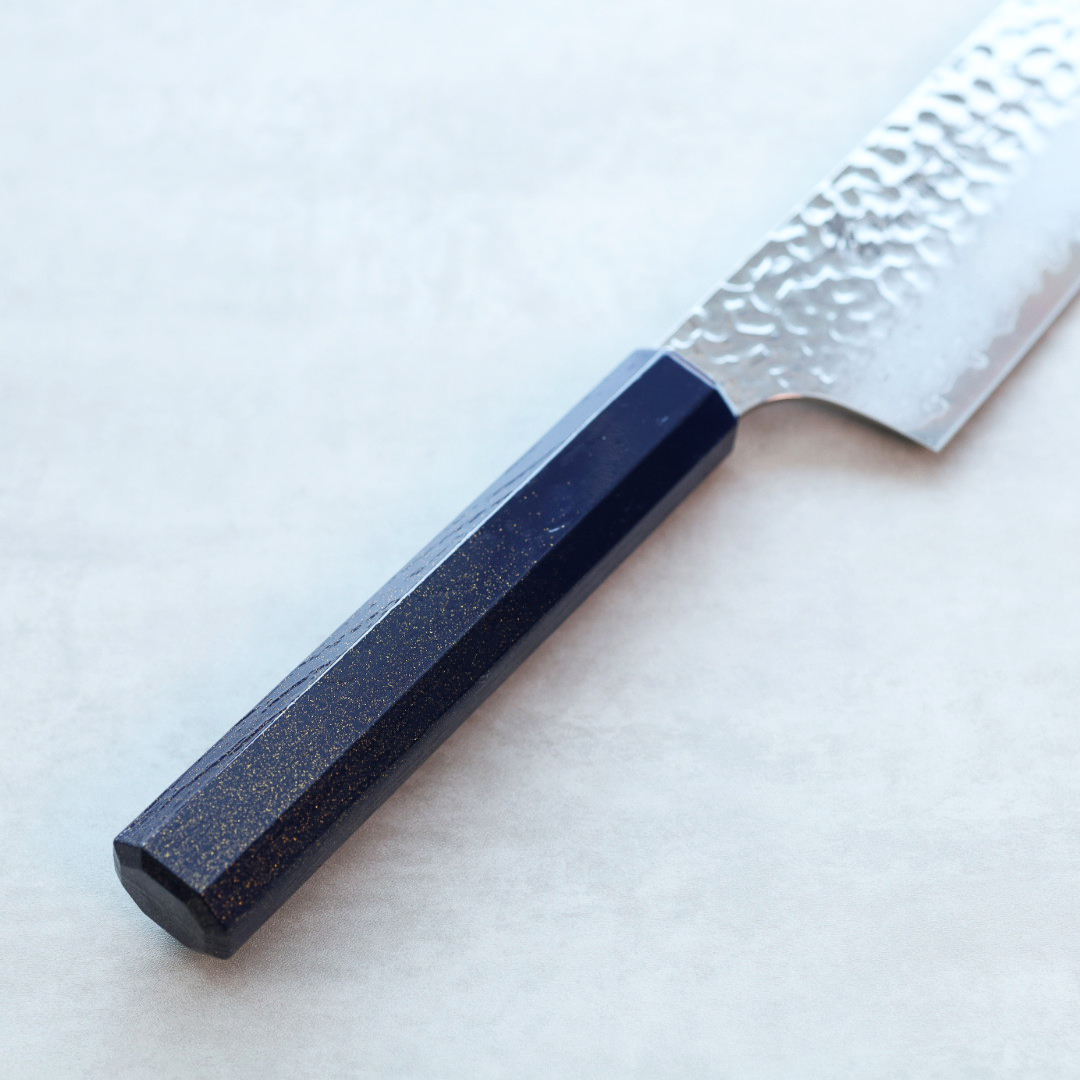 堺孝行 和劍型牛刀 190mm VG10鋼 群青珍珠七彩柄 33層鎚目大馬士革