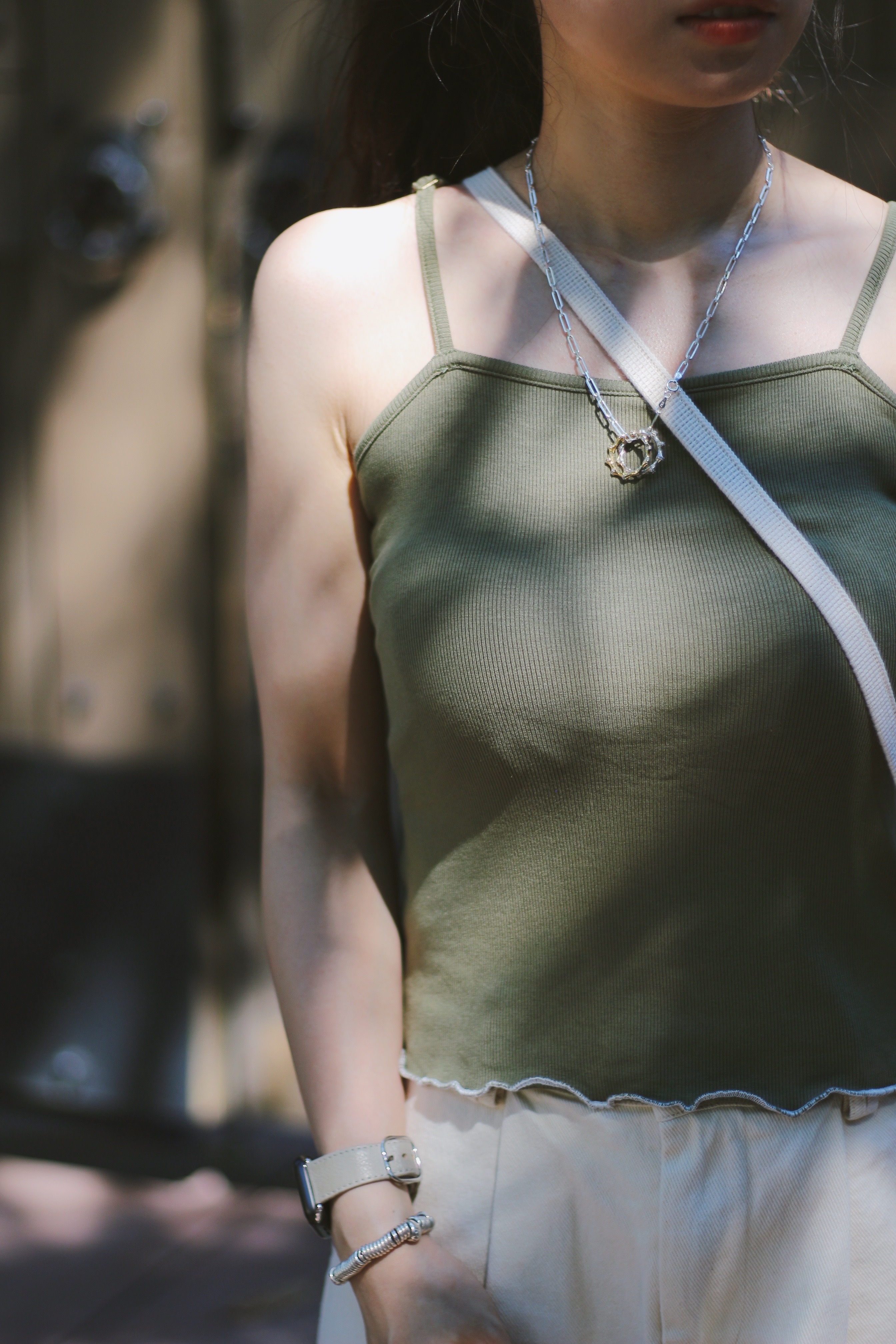 五色／可調節滾邊吊帶背心／Camisole