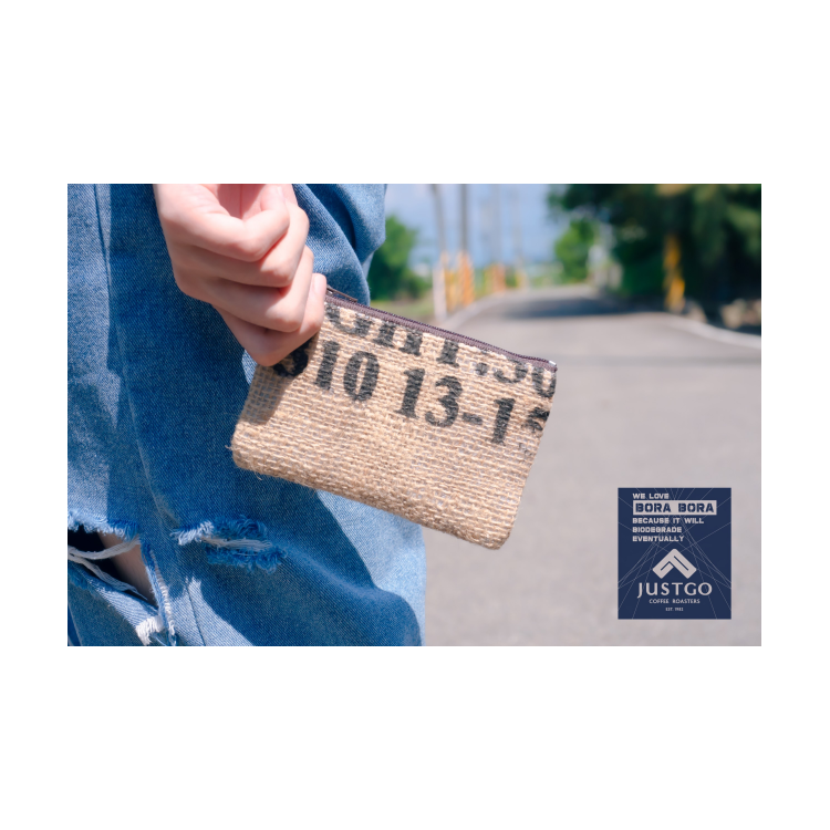 咖啡麻布袋再生系列「多功能小扁包」輕巧不失典雅～出門在外，幫你保管小物品的好幫手 ღ