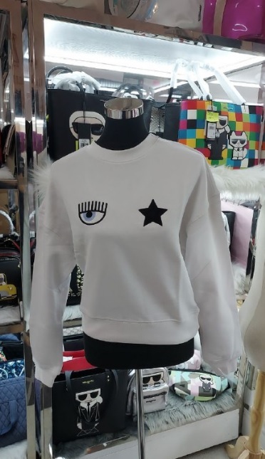 [S] CHIARA FERRAGNI EYE STAR FRENCH SWEATSHIRT 72CBIT10-317,WHITE, CFT02-003 (SCF67)