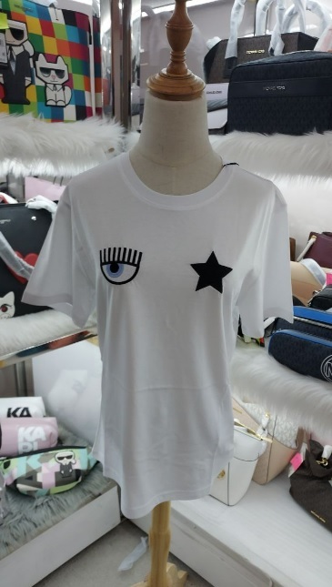 [S] CHIARA FERRAGNI EYE STAR JERSEY T-SHIRT 72CBHT18-610,WHITE, CJT00-003 (SCF71)