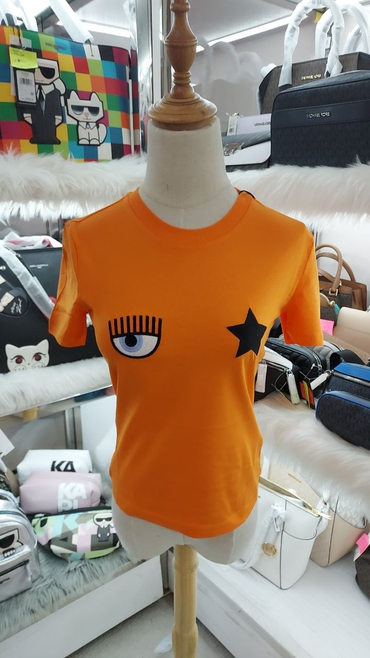 [S] CHIARA FERRAGNI EYE STAR JERSEY T-SHIRT 72CBHT17-600,ORANGE, CJT00-508 [FINAL SALE] (SCF70)