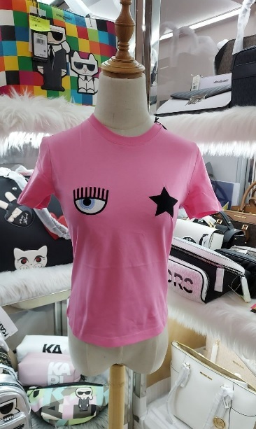 [S] CHIARA FERRAGNI EYE STAR JERSEY T-SHIRT 72CBHT17-600,PINK, CJT00-414 [FINAL SALE] (SCF76)