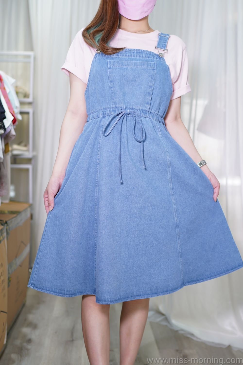 吊帶牛仔連身裙(66382)