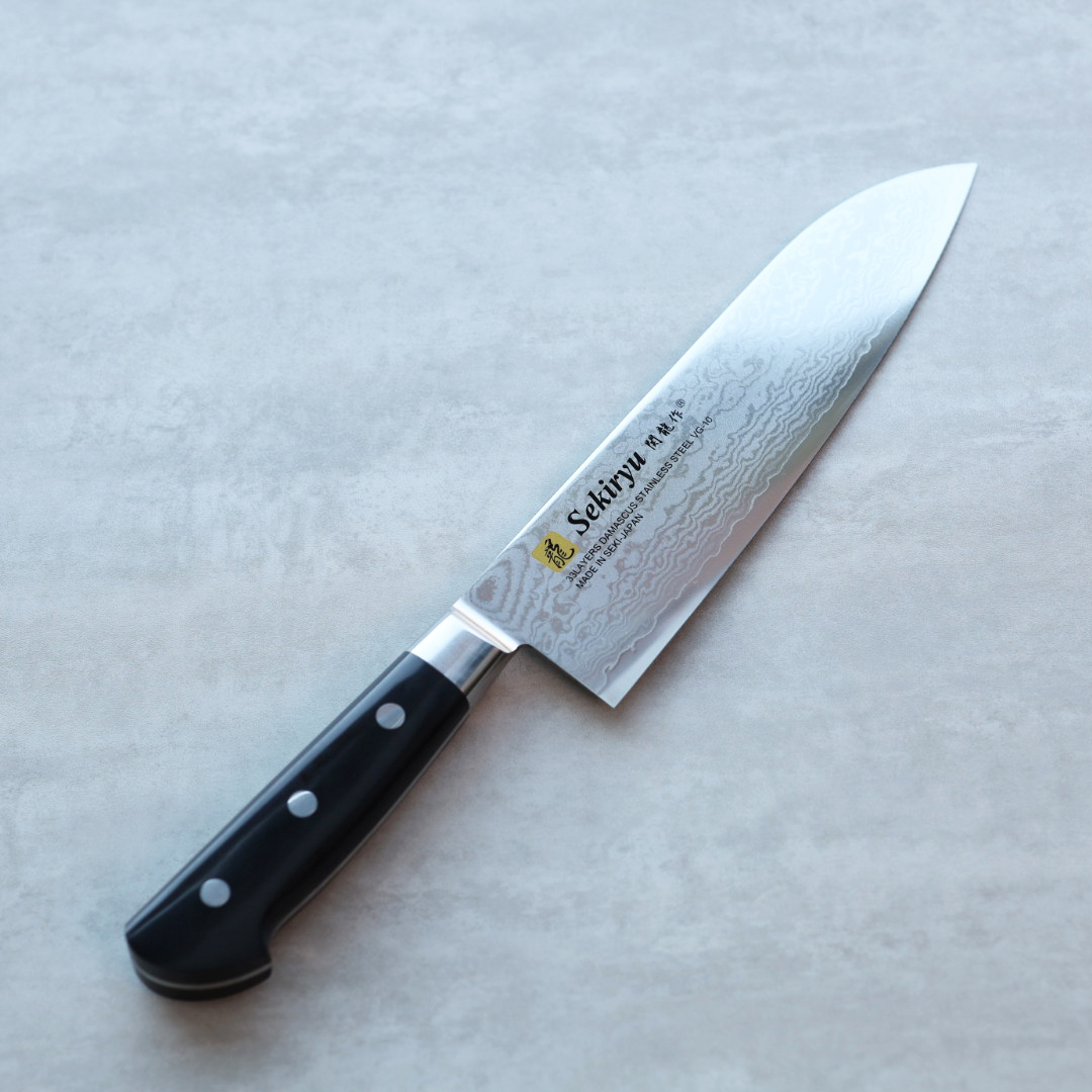 関龍作 三德 180mm VG10鋼 33層大馬士革 洋柄