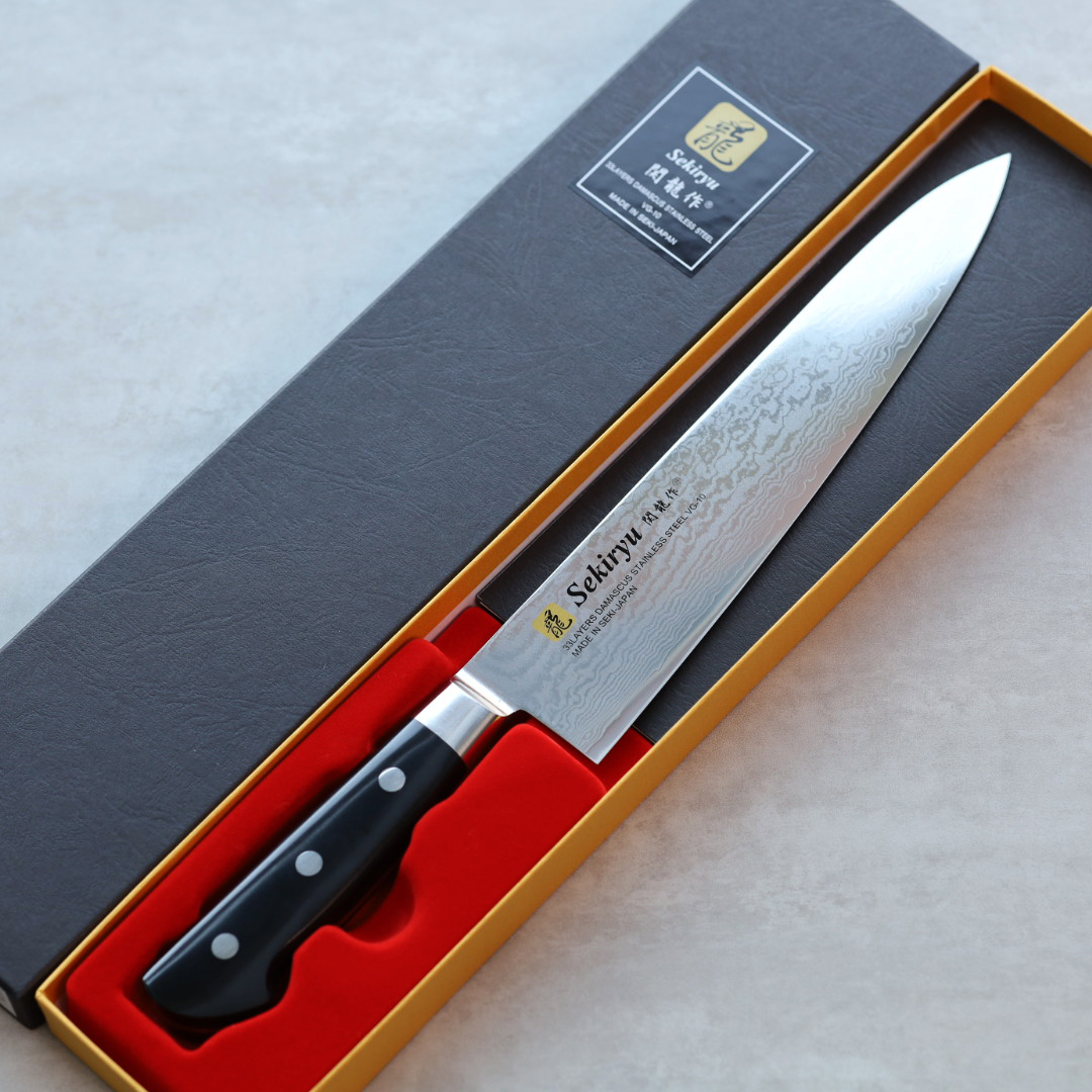 関龍作 牛刀 210mm VG10鋼 33層大馬士革 洋柄