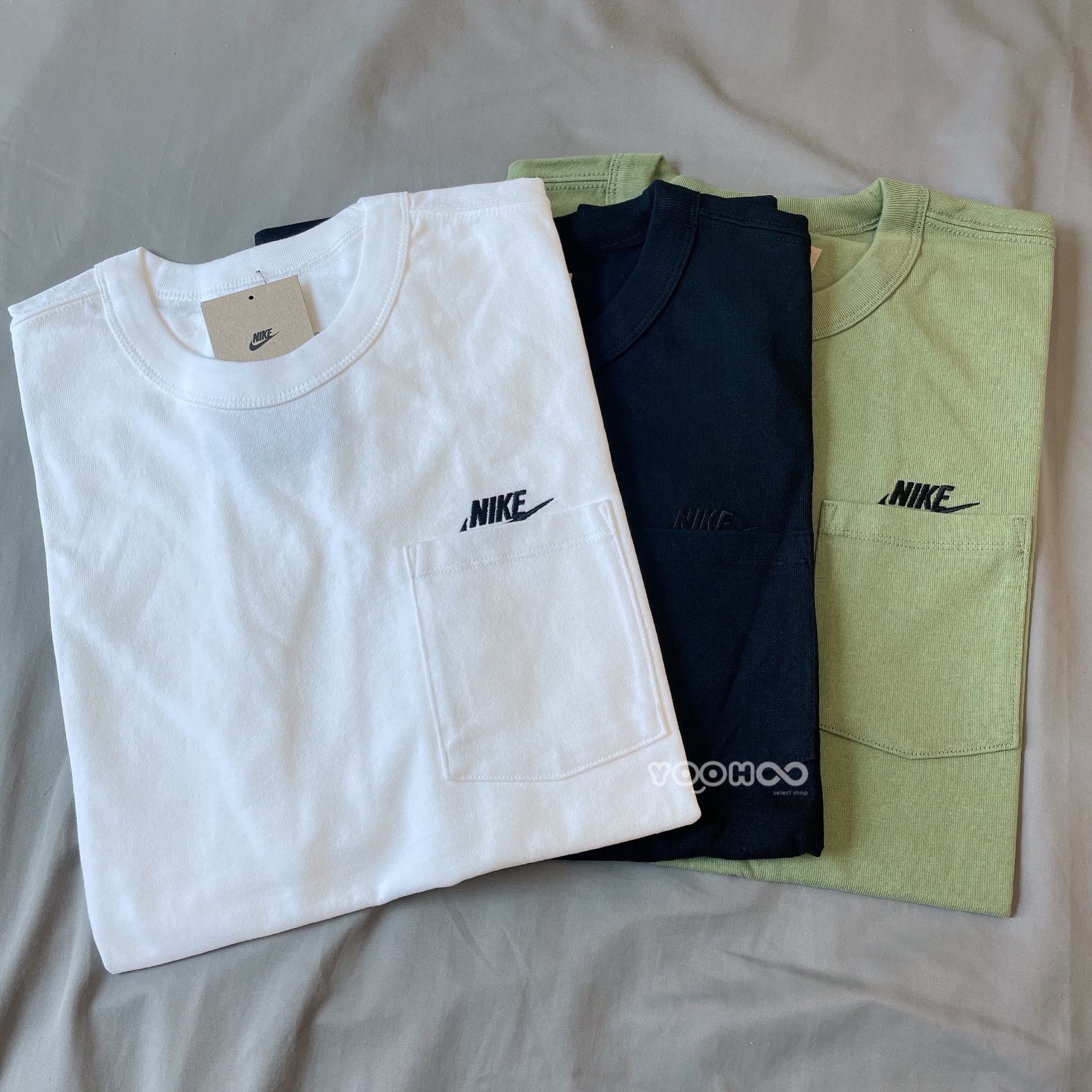 現貨┃NIKE 重磅 刺繡 LOGO 口袋T 開心果綠 黑 白 DQ9296