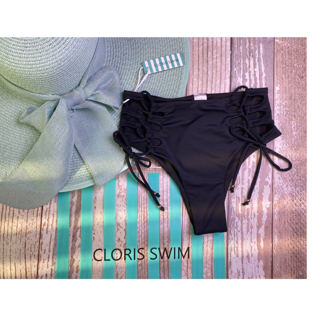 交叉綁帶塑腹美臀褲《褲子》- 黑