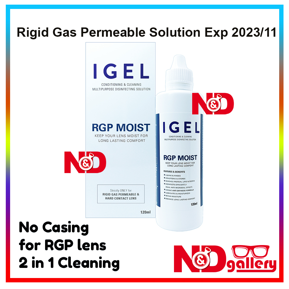 IGEL RGP Moist 120ml Rigid Gas Permeable Conditioning & Cleansing Multi Purpose Solution ( For RGP Lens only) Ready stock Expired 2023/11