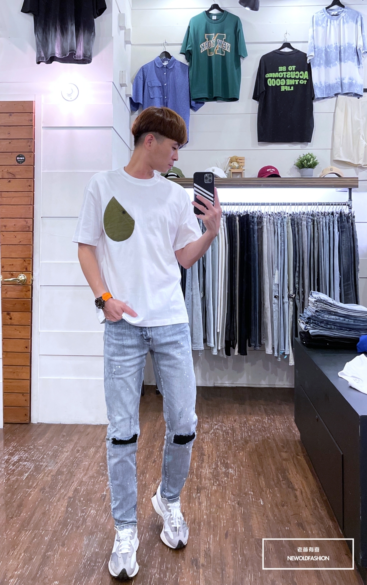 『熱銷到貨』重磅波浪黑補丁潑漆小直筒褲(NOF2207L631)