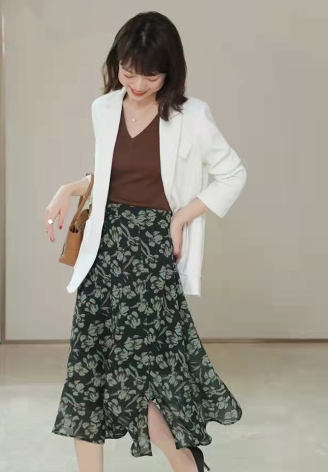 【零碼出清不退換】A字印花雪紡裙 兩色