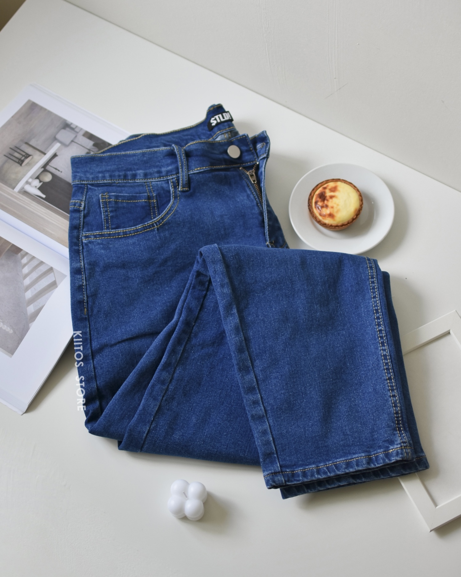 現貨  彈性直筒牛仔褲 深藍 淺藍