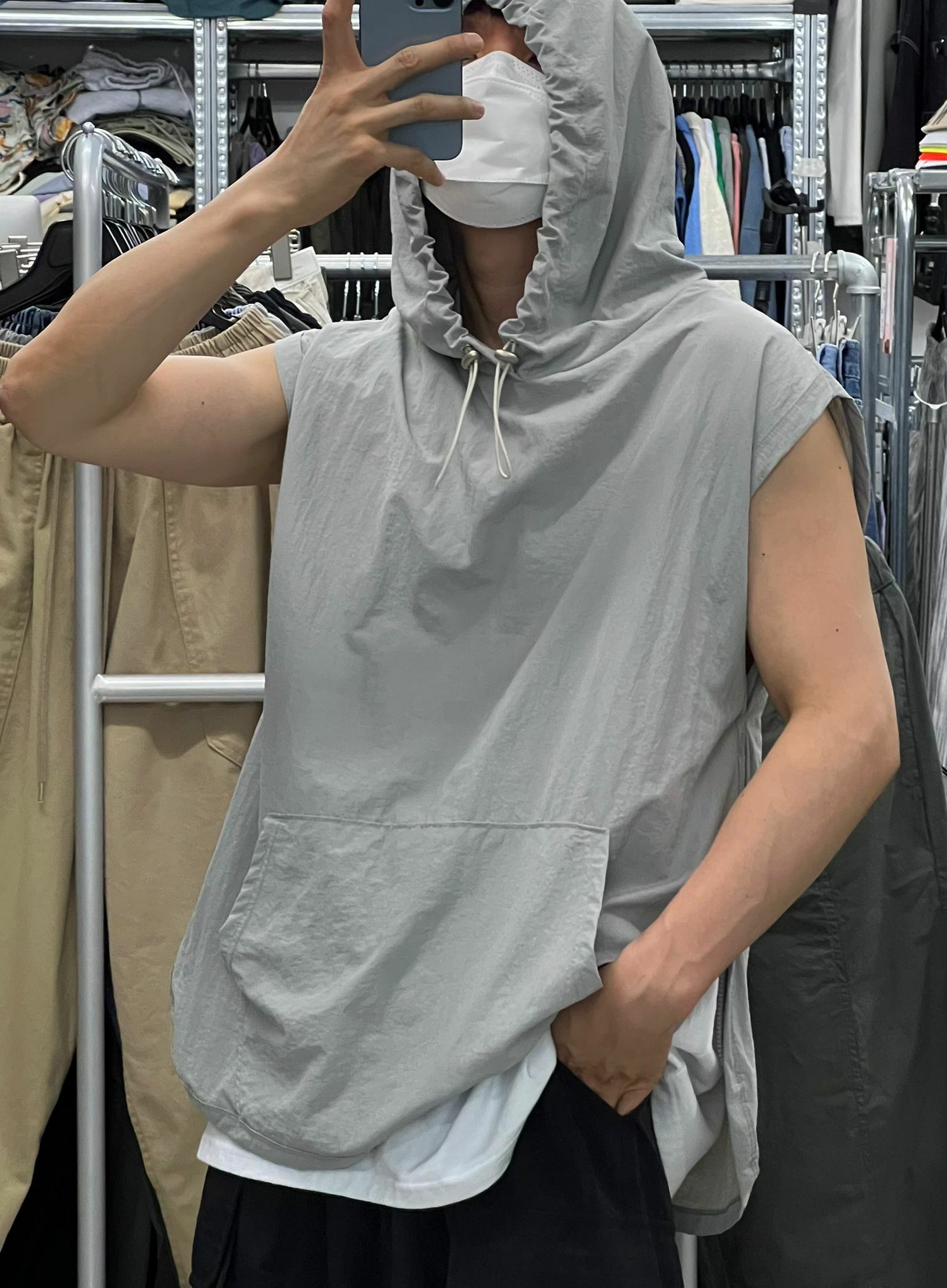 風褸料連帽背心 V705