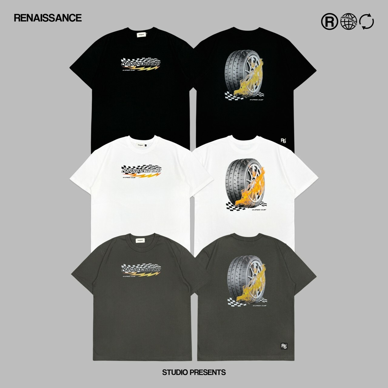 RENAISSANCE 飆速俱樂部 賽車 火焰輪框短袖 T “  HI-SPEED CLUB TEE “