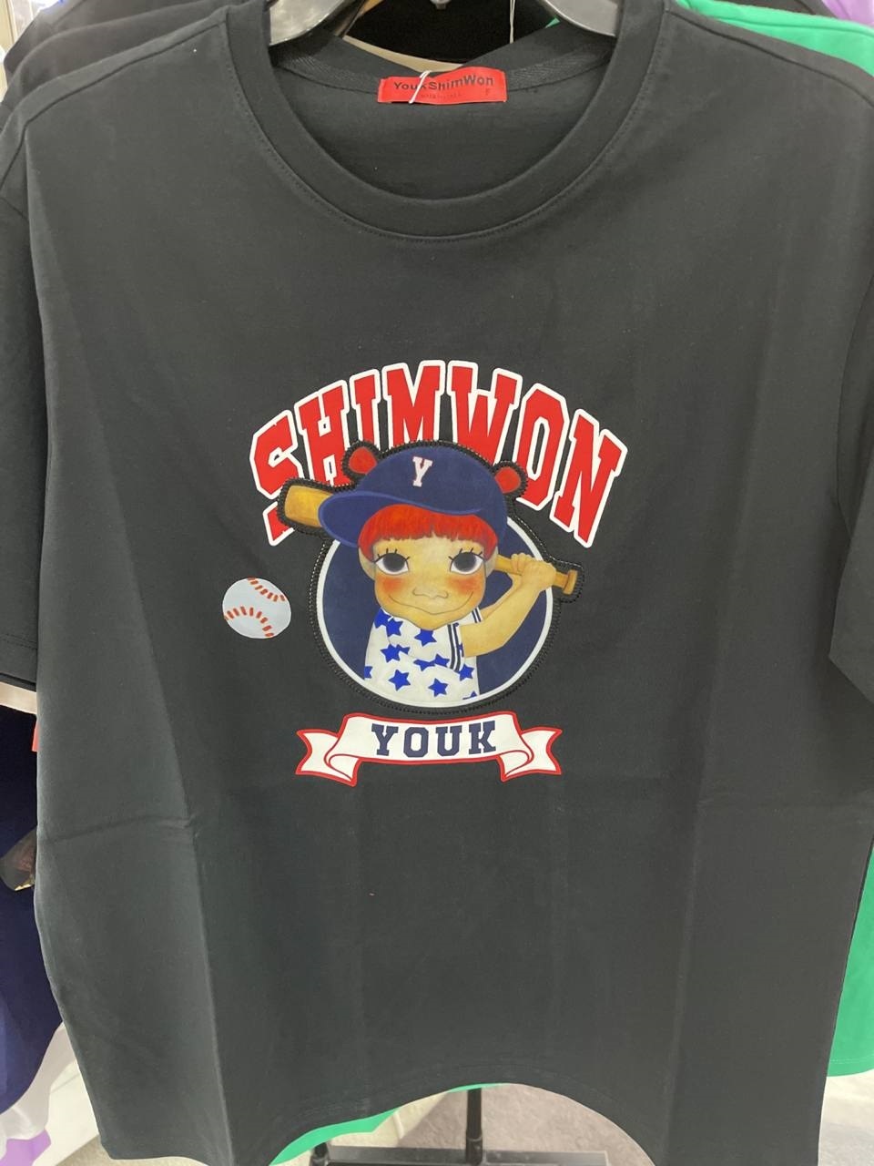 [S] YSW PLAYER BASEBALL PRINT T-SHIRT,BLACK, H2WTS09BKGD [FINAL SALE] (SYW97)