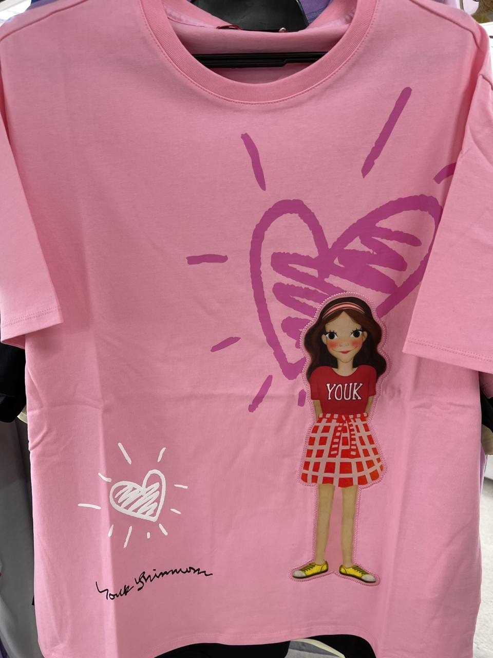 [S] YSW HEART DRAWING LUNA T-SHIRT,PINK, H2WTS04PKLN (SYW103)