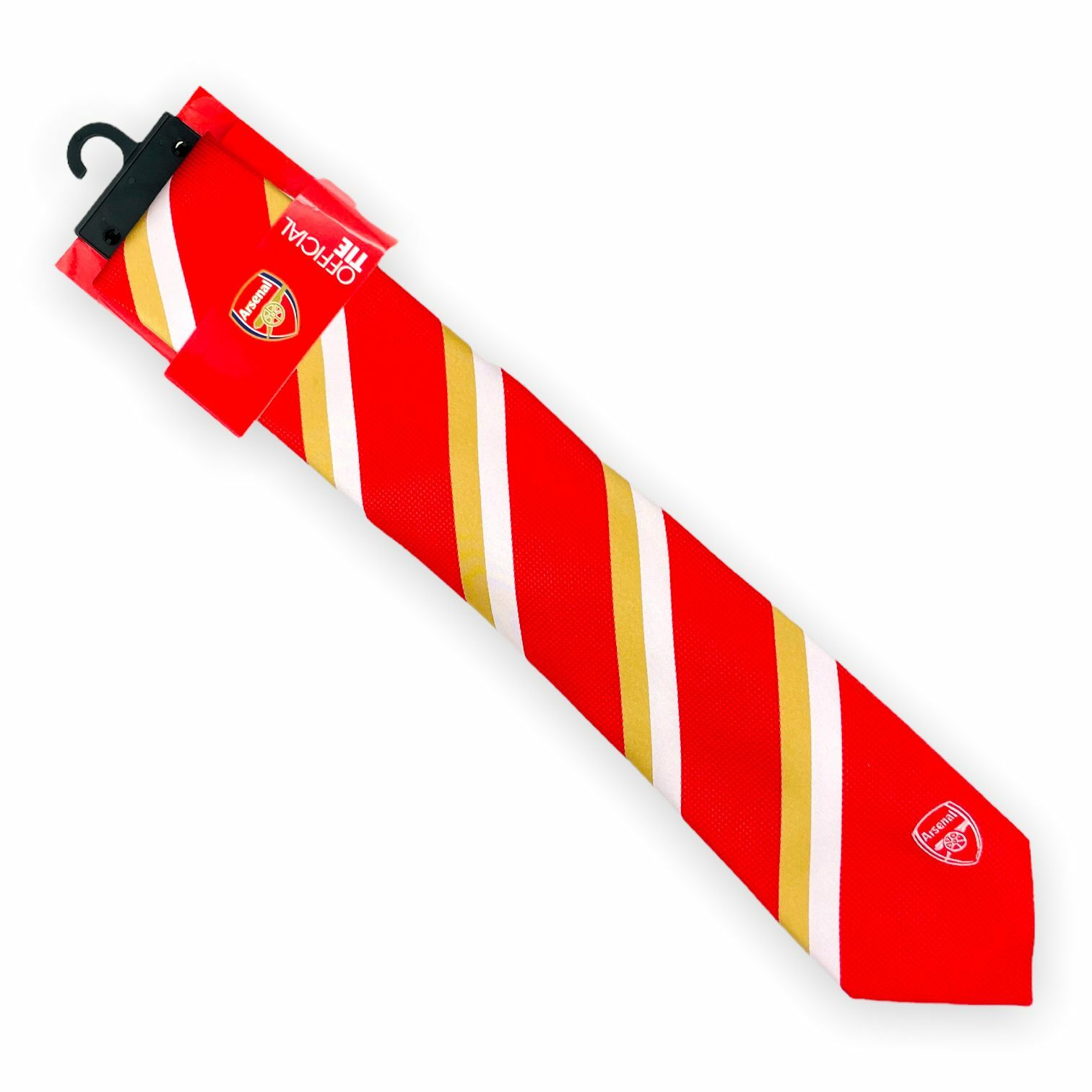 阿仙奴紅白色金斜紋會徽領帶