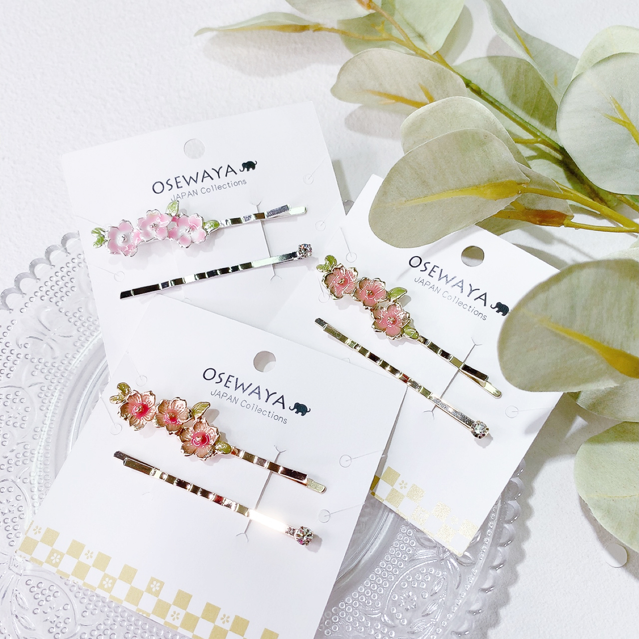 [日本制] 琺瑯櫻花髮夾SET