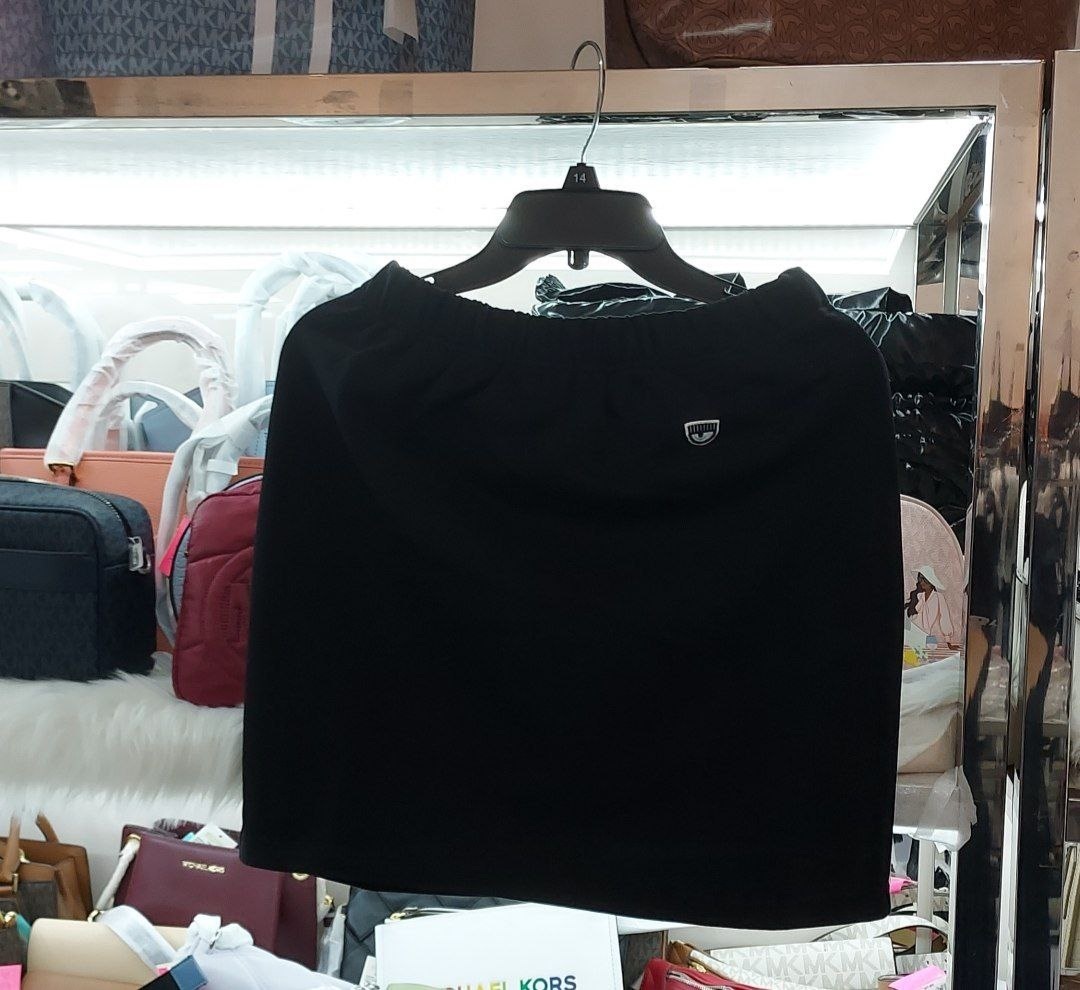 [S] CHIARA FERRAGNI LOGO CLASSIC LIGHT DIAGONAL FLEECE SKIRT 72CBET01-813,BLACK, CFT03-899 (SCF74)