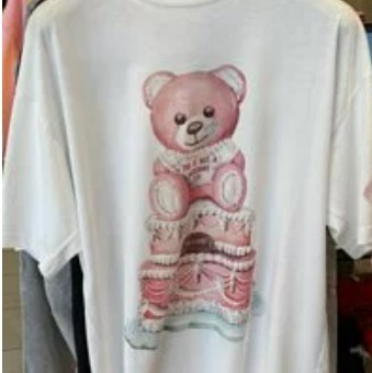 [S] MOSCHINO CAKE TEDDY BEAR PRINT T-SHIRT,WHITE, DV0702-5440-1001 (SM182)
