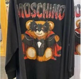 [S] MOSCHINO DRACULA BEAR PRINT T-SHIRT DRESS,BLACK, EV0458-0540-1555 (SM184)