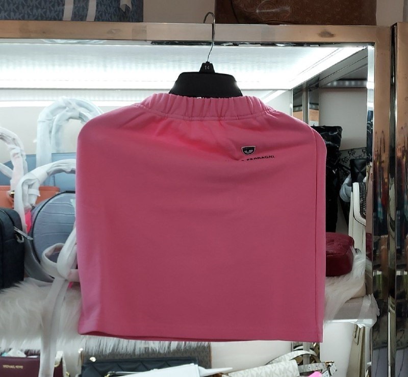 [S] CHIARA FERRAGNI LOGO CLASSIC LIGHT DIAGONAL FLEECE SKIRT 72CBET01-813,PINK, CFT03-414 (SCF80)