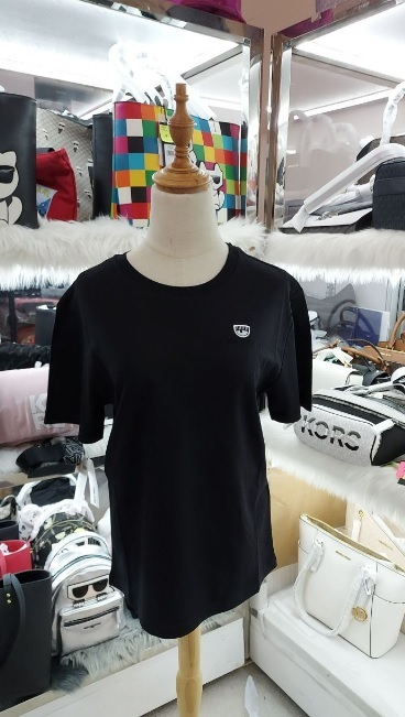 [S] CHIARA FERRAGNI LOGO CLASSIC JERSEY T-SHIRT 72CBHT19-610,BLACK, CJT00-899 (SCF83)