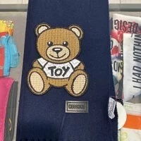 [S] MOSCHINO TEDDY BEAR WOOL SCARF,NAVY, 50150-013 (SM192)