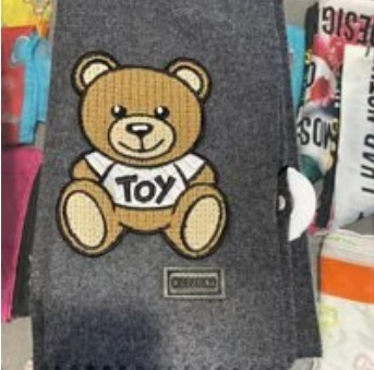 [S] MOSCHINO TEDDY BEAR WOOL SCARF,GREY, 50150-015 (SM193)