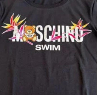 [S] MOSCHINO SWIM BEAR LOGO T-SHIRT,BLACK, T190121030555 (SM196)