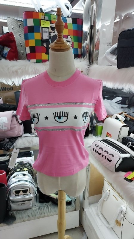 [S] CHIARA FERRAGNI MAXILOGOMANIA JERSEY T-SHIRT 72CBHT15-600,PINK SHIRT, CJT00-414 [FINAL SALE] (SCF86)