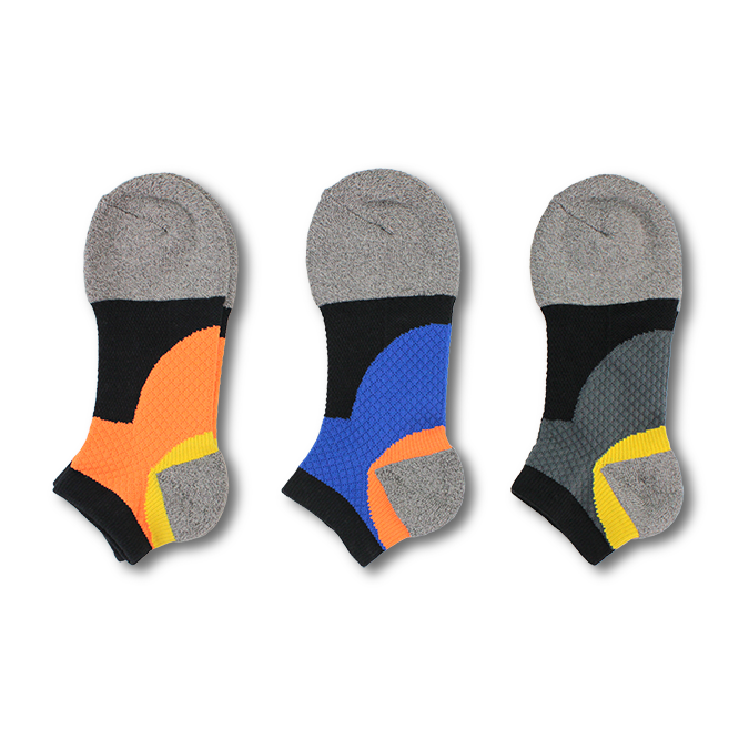 LYCRA編織加壓。護足，氣墊。竹炭紗。船型運動襪 1355