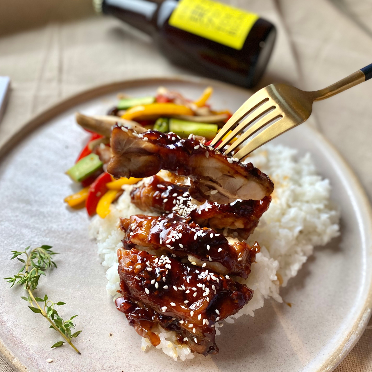 【照燒竹地雞腿 黃綠紅蔬菜包＆柳松菇】食譜食材箱