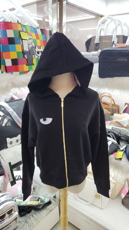 [S] CHIARA FERRAGNI ZIP EYE STAR FRENCH TERRY JACKET 72CBIT16-305,BLACK, CFT02-899 [FINAL SALE] (SCF91)