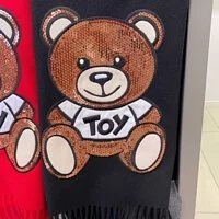 [S] MOSCHINO GLITTER TEDDY BEAR SCARF, BLACK, 30663-016 (SM205)