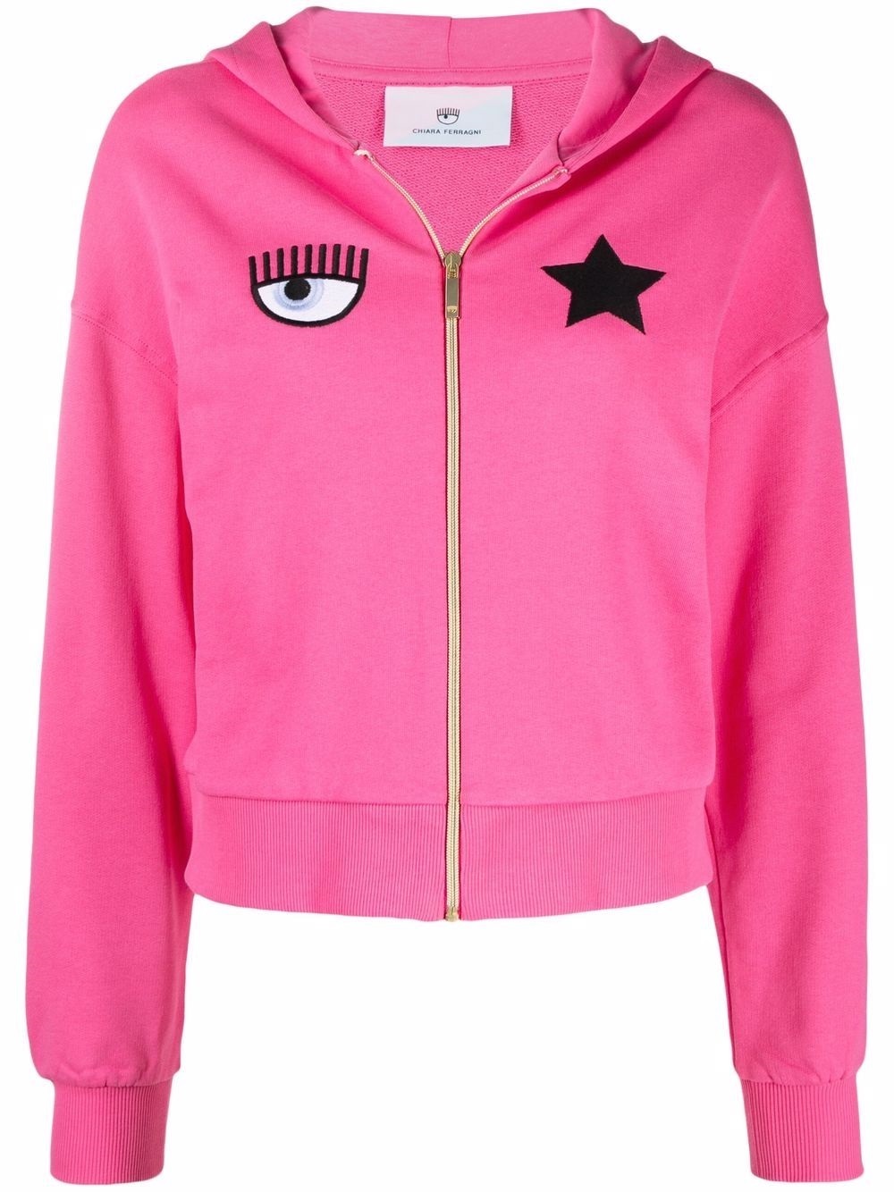 [S] CHIARA FERRAGNI ZIP EYE STAR FRENCH TERRY JACKET 72CBIT16-305,PINK, CFT02-456 (SCF92)