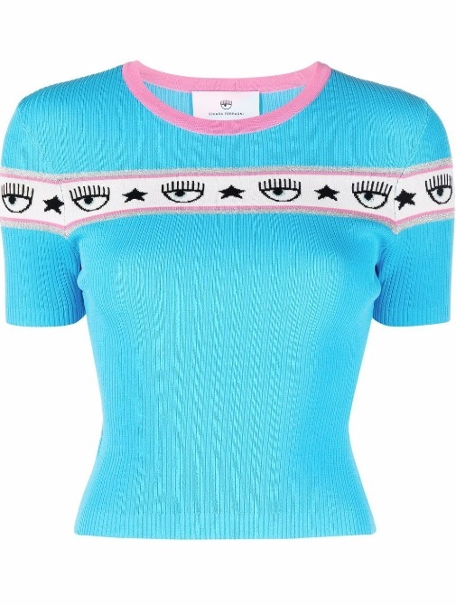 [S] CHIARA FERRAGNI LOGOMANIA YARN SHIRT 72CBFM05-M02,BLUE, CMH04-245 (SCF94)