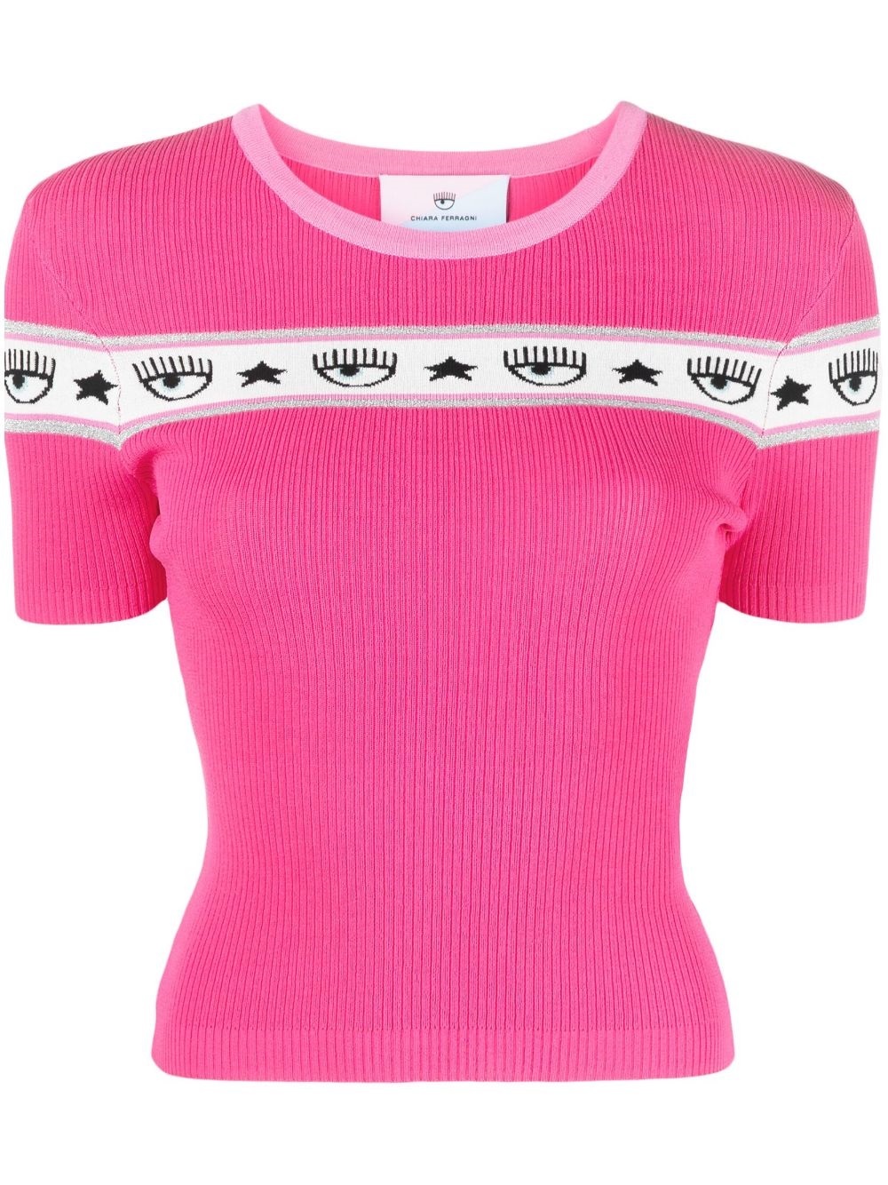 [S] CHIARA FERRAGNI LOGOMANIA YARN SHIRT 72CBFM05-M02,PINK, CMH04-456 (SCF96)