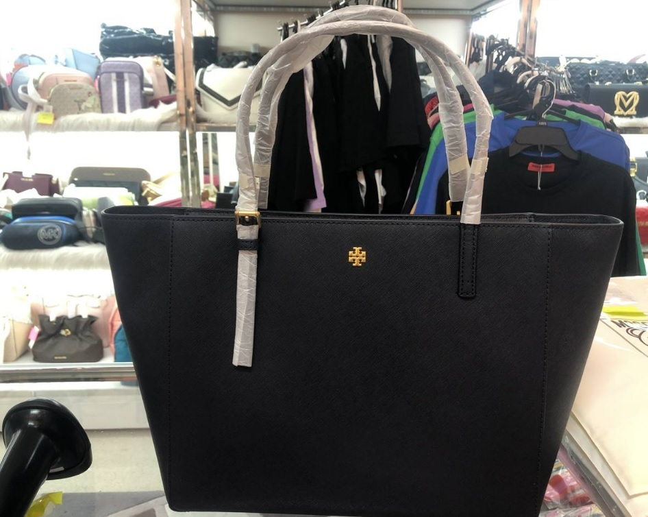 [S] TORY BURCH EMERSON SMALL TOTE,TORY NAVY, 136091-405 (STB161)