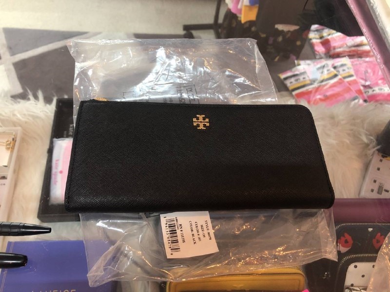 [S] TORY BURCH EMERSON L-ZIP CONTINENTAL,BLACK, 86078-001 (STB163)