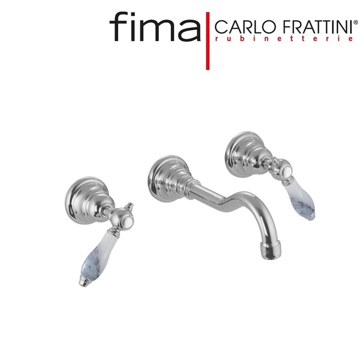 Fima Carlo Frattini "Herend Chic" F5401L/5CBCR + F2240 Wall Mounted Basin Mixer w/ click clack pop-up waste (199mm)