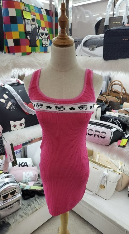 [S] CHIARA FERRAGNI LOGOMANIA YARN TANK DRESS 72CBOM04-M03,PINK, CMH04-456 [FINAL SALE] (SCF100)