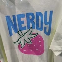 [S] NERDY STRAWBERRY 1/2 SLEEVE T-SHIRT,LIGHT YELLOW, SN71 (SN71)