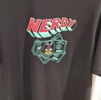 [S] NERDY MONEY RABBIT 1/2 SHORT SLEEVE T-SHIRT,BLACK, SN72 (SN72)