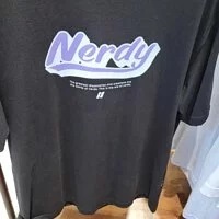 [S] NERDY VARSITY 1/2 SLEEVE T-SHIRT, BLACK, SN76 (SN76)