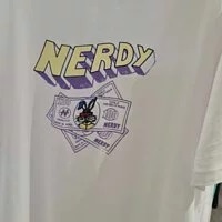 [S] NERDY MONEY RABBIT 1/2 SLEEVE T-SHIRT, WHITE, SN88 (SN88)