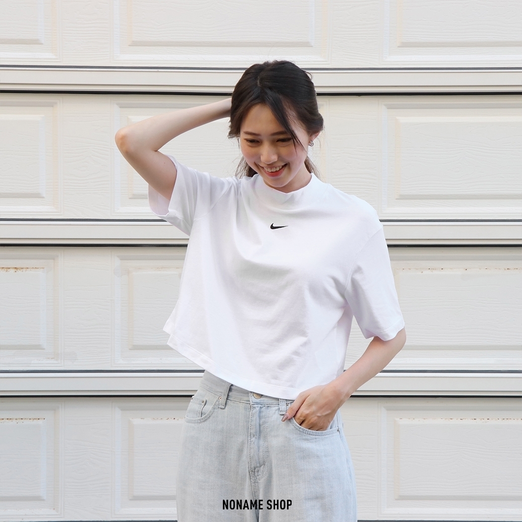 NIKE 刺繡 LOGO 立領 小勾 短版 短T 兩色