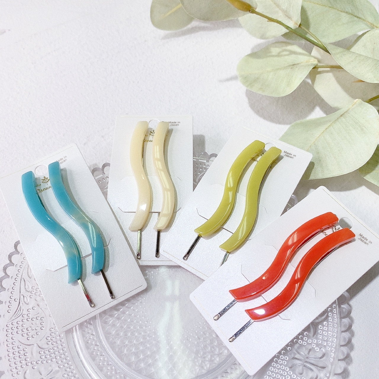 [日本制] 淨色波浪髮夾SET